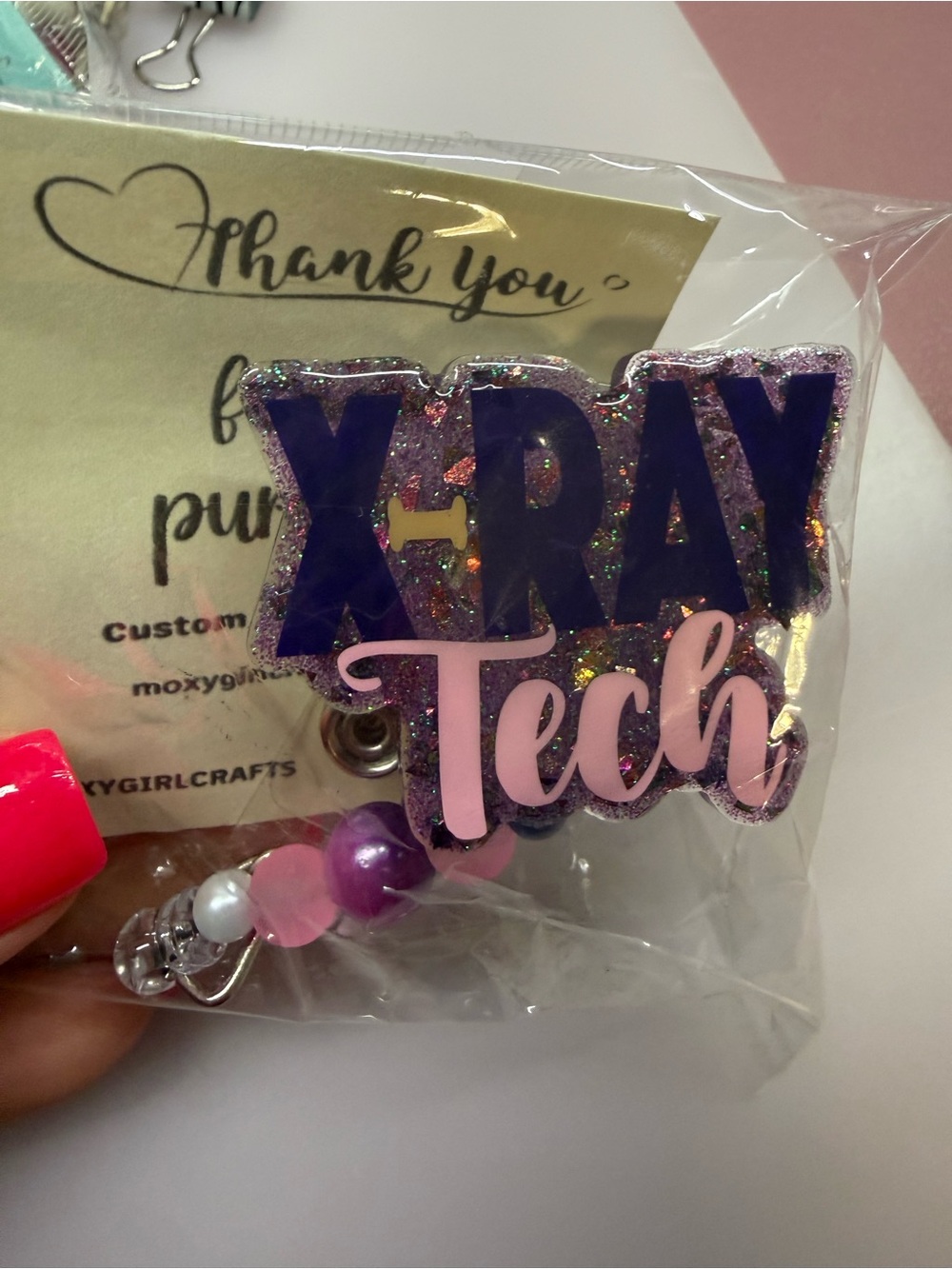 Xray Tech Badge Reel - Glitter Purple & Pink